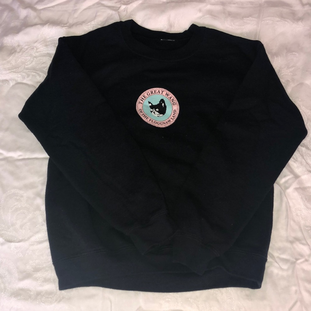 black crew neck sweater